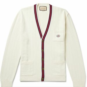 Gucci Knit V Neck Cardigan With Web
